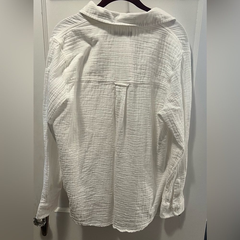 QUINCE 100% Organic Cotton Gauze White Long Sleeve Shirt - Picture 4 of 5